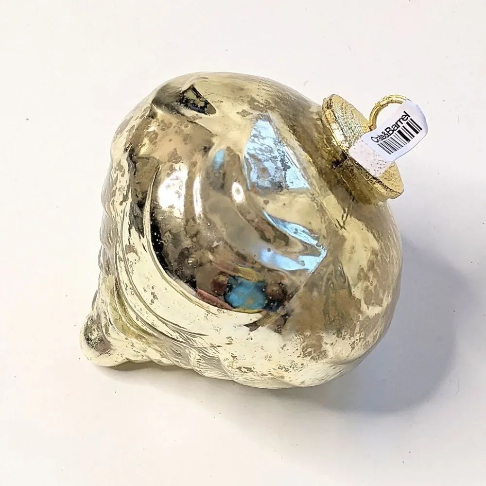 Crate&Barrel Gold Mercury Glass Christmas Ornament